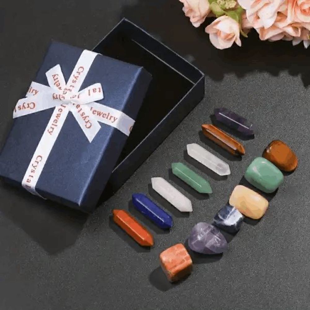 Chakra Stones & Double Point Healing Energy Crystals Set